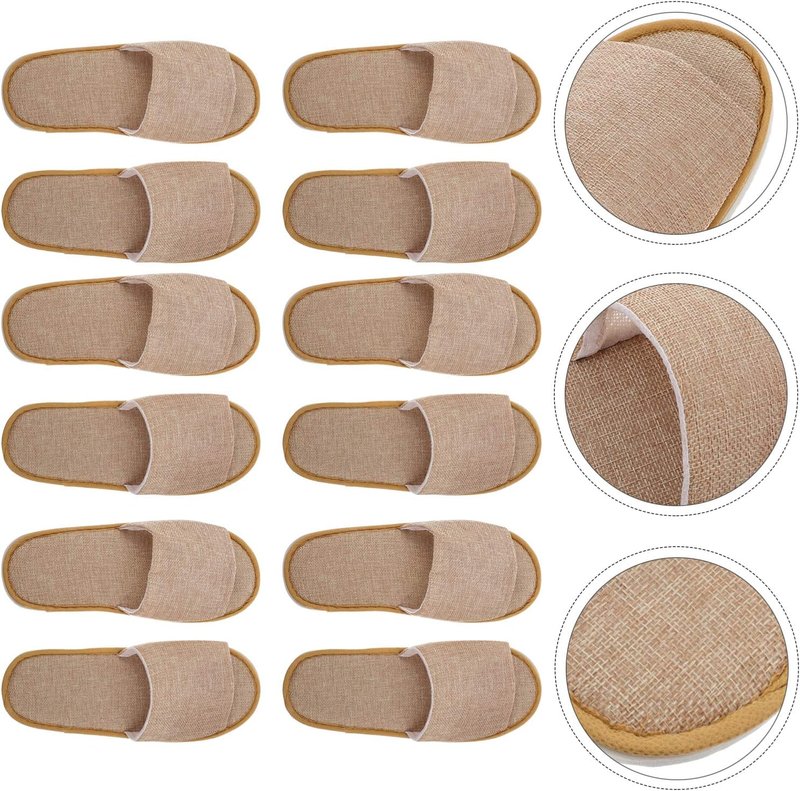 Disposable Travel Slippers - Open Toe Nonslip Indoor Spa Footwear | 6 Pairs for Guests