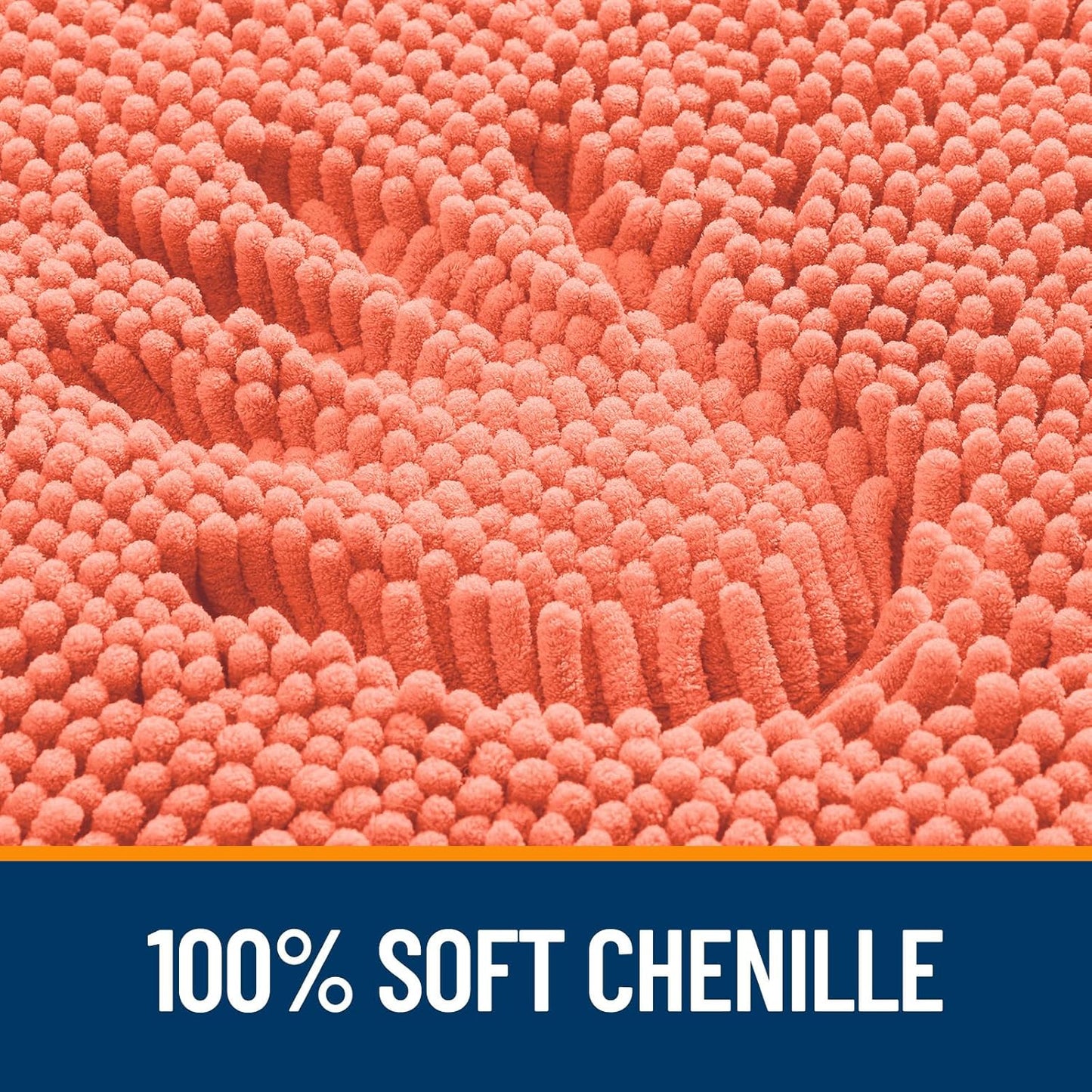 OLANLY Bathroom Rugs - Extra Soft Chenille Bath Mats | Quick-Dry, Machine Washable, 36x24, Coral