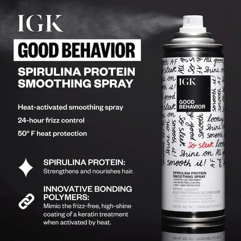 IGK Travel Hair Treatment Set | Antisocial Hair Mask + Good Behavior Spray | Overnight Bond-Building + Keratin Like Smoothing Spray | Vegan + Cruelty-Free | Set of 2