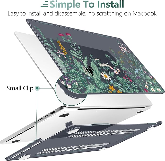 DONGKE Compatible with MacBook Pro 16 Inch Case (2026-2021 Release, M5 M4 M3 M2 M1 Pro/Max Chip), Plastic Hard Shell Cover with Keyboard Cover & Screen Protector for MacBook Pro 16", Garden Florals