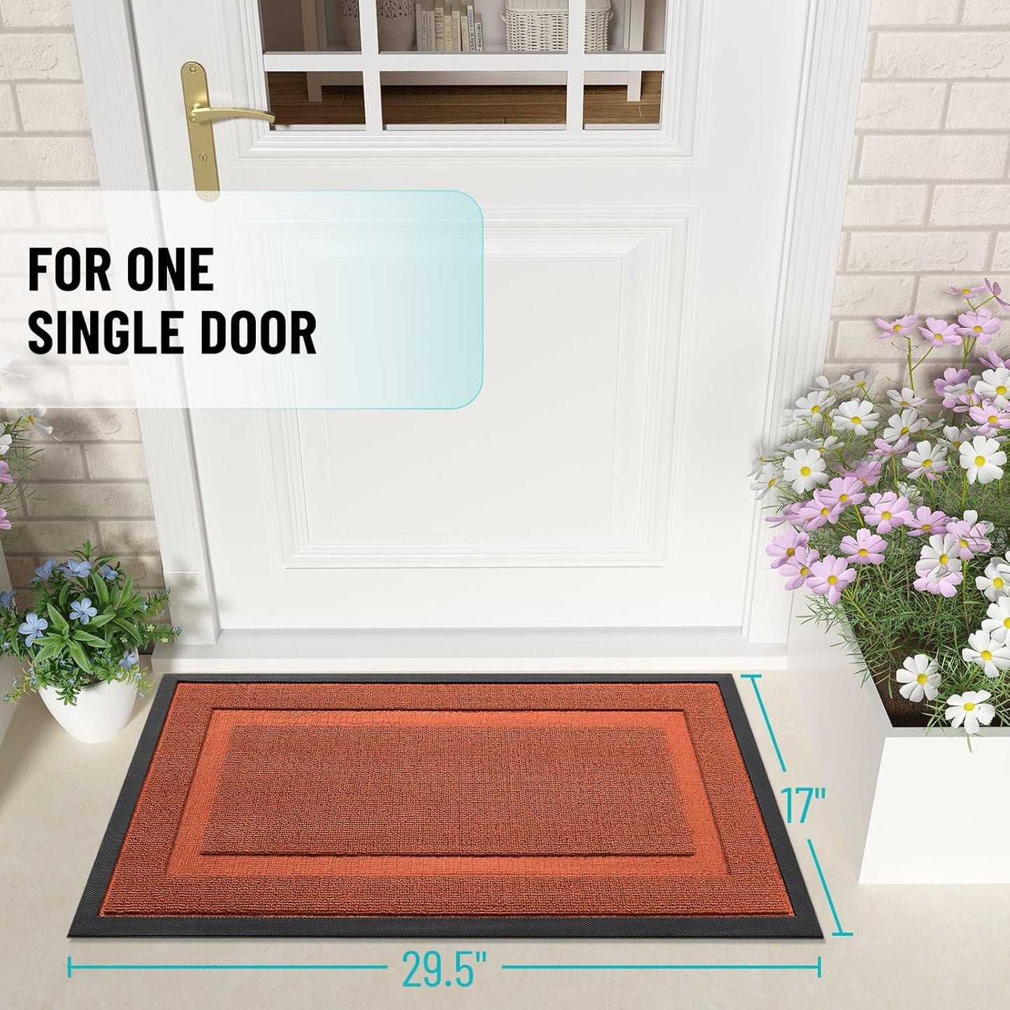 OLANLY Waterproof Front Door Mat - All-Season Indoor/Outdoor Doormat | Sturdy Natural Rubber, 29.5x17, Vermillion Red