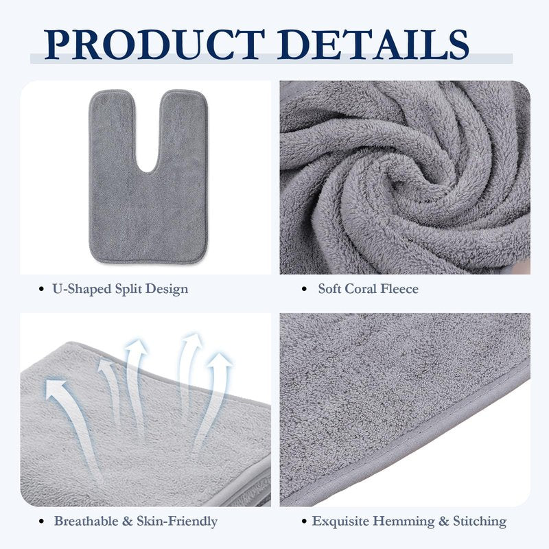 JJUNW 12 PCS U-Shaped Facial Towels, Split Design Estheticians Towels Microfiber Soft Spa Towel Coral Fleece Face Cloth for Beauty Salons Skin Care SPA Centers Estheticians Salon Grey