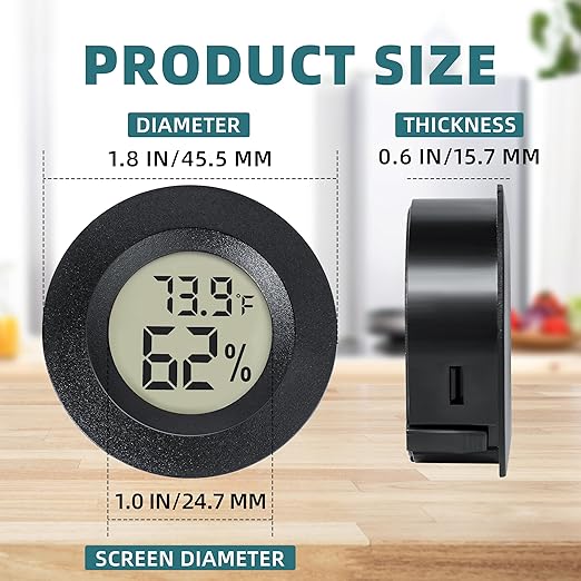 EWPJDK Mini Hygrometer Indoor Humidity Meter Hygrometer Thermometers 4 Pack Humidity Meters Gauge Hygrometer Mini Digital Thermometer Hygrometer for Humidors, Greenhouse, Garden, Cellar (4)