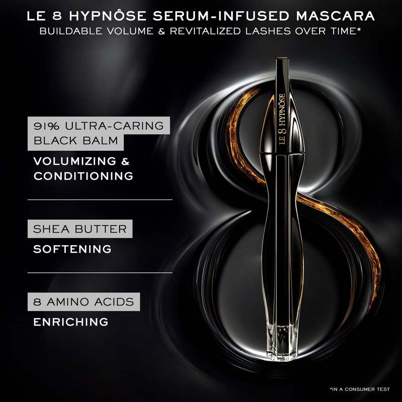 Lancôme Le 8 Hypnôse Serum-Infused Voluminizing Mascara - For Voluminized & Plush Looking Lashes - Long Lasting, Buildable & Nourishing Formula - Black