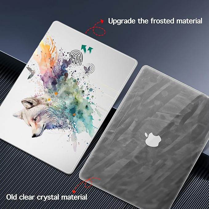 Lepeoac Case for MacBook Pro 16 inch Case 2026-2021 | M5 A3429 A3428 M4 M3 M2 M1 Pro/Max | Protective Hard Shell Laptop Cover with Screen Protector & Keyboard Cover | Wolf