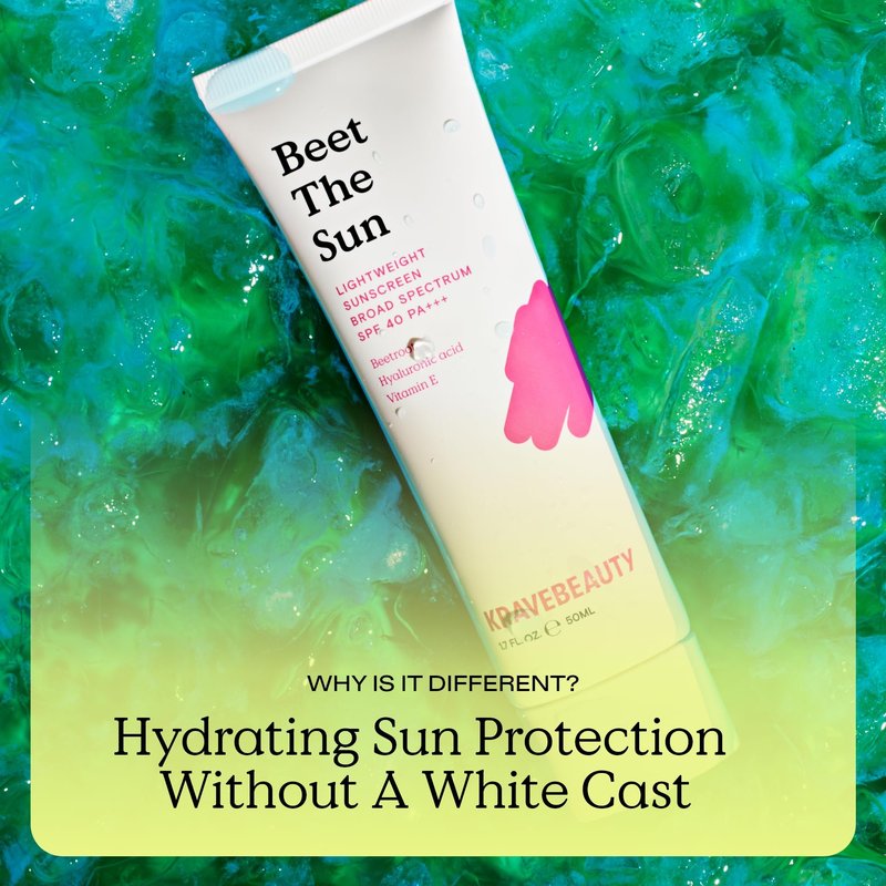 KraveBeauty Beet The Sun Lightweight Sunscreen SPF 40 PA+++, 2 Pack, Broad Spectrum Facial Sunscreen with Beet Root Extract & Hyaluronic Acid, Daily SPF Lotion for Face, Fragrance Free, 2 x 50 mL