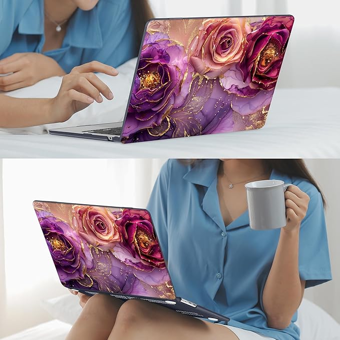 Mektron for 2026 MacBook Air 13-inch M5 Laptop Case A3449 with 13.6-inch Liquid Retina Display Fits 2025 A3240 M4 2024 A3113 M3 2023 A2681 M2 Printed Hard Shell for MacBook Air 13.6", Marble Flowers