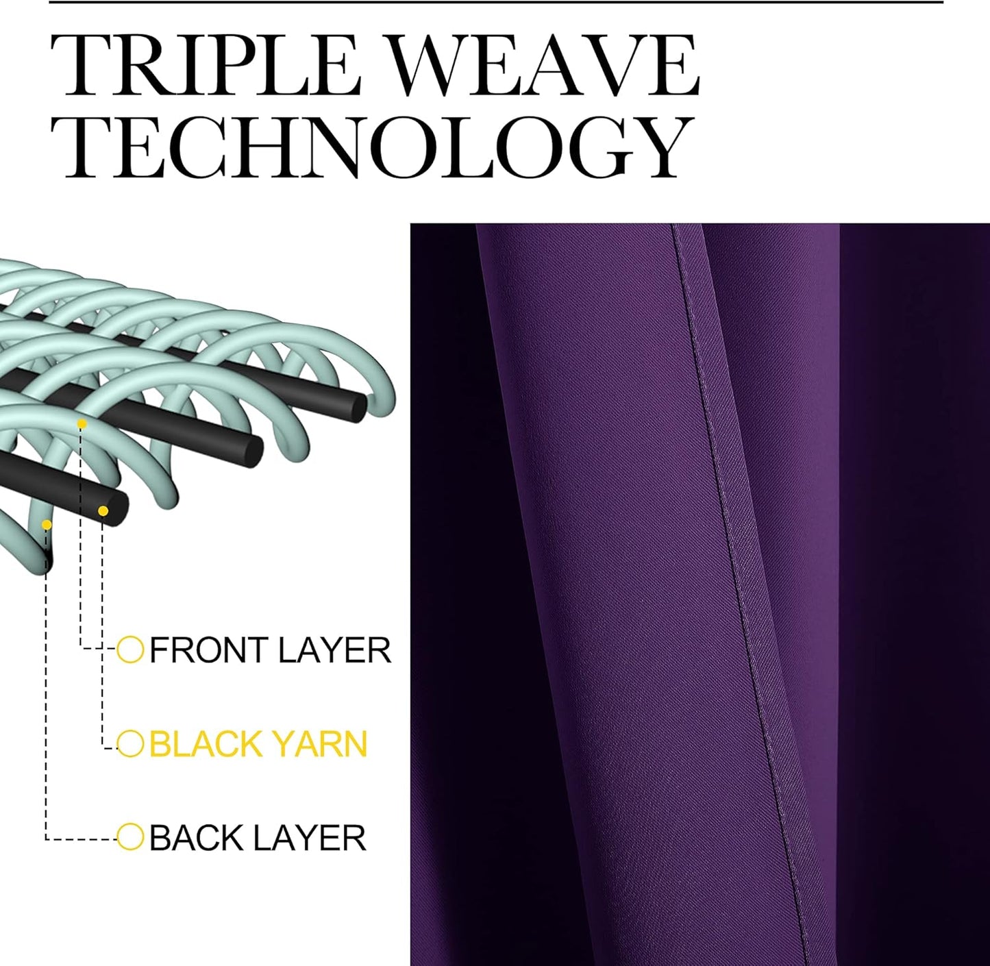 NICETOWN Thermal Curtains - Insulated Blackout Draperies for Bedroom | Set of 2, 34 x 63 Inch, Royal Purple