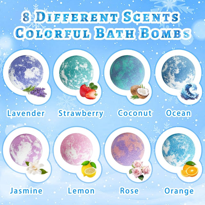 Bath Bombs for Kids with Surprise Inside, 8 Pack Bath Bombs with Frozen Toys, Princess Jewelry & Cross-Body Bag, Natural Fizzy Bubble Bath Balls with Jewelry Set, Christmas Birthday Gift for Girls