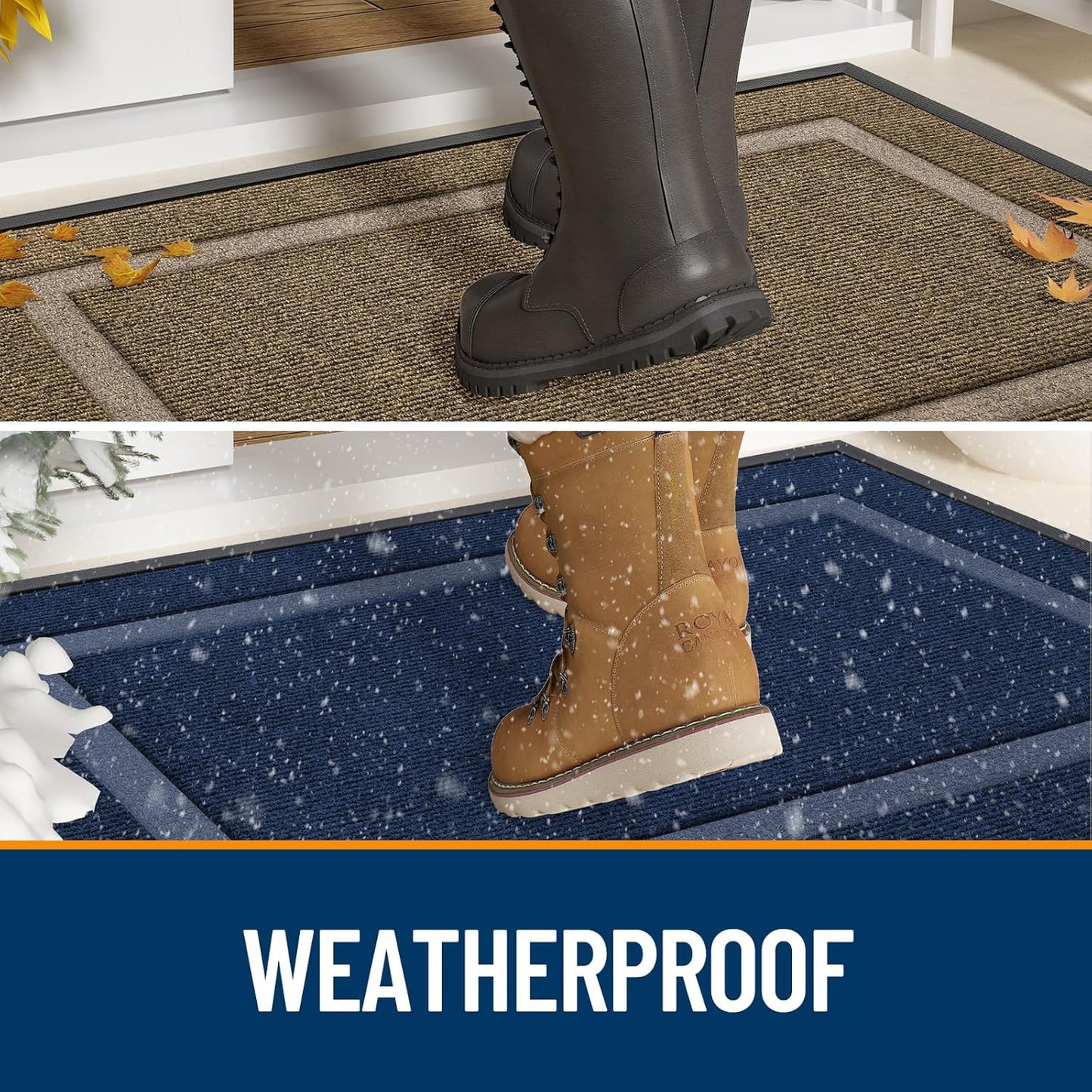 OLANLY Waterproof Front Door Mat - All-Season Indoor/Outdoor Doormat, Easy Clean, 71x23, Burgundy