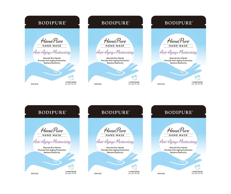 Bodipure HandPure Hand Repair & Anti-Aging Hand Mask – 20-Minute Moisturizing Gloves for Dry, Cracked Hands, Softens Cuticles, Paraben-Free, With Natural Botanical Ingredients (6 Packs)