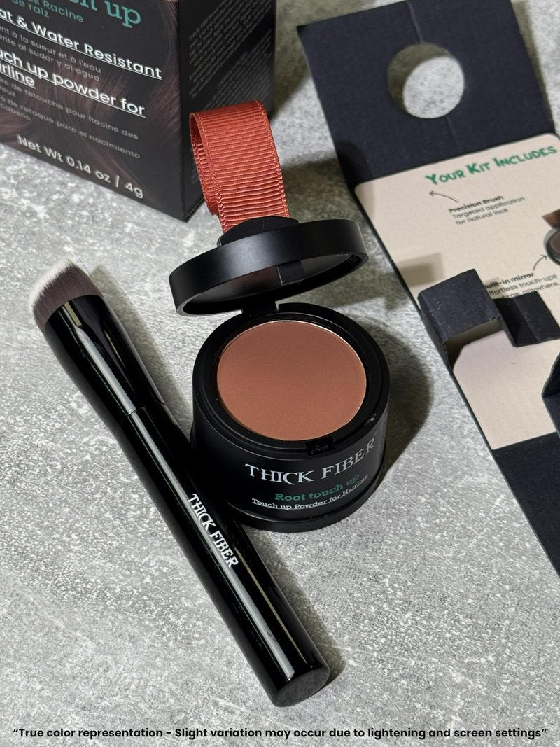 THICK FIBER Root Touch Up Powder with Brush – Covers Grey Roots, Thinning Hair & Bald Spots – Sweat & Water Resistant for Men & Women (Medium Brown, 0.35 Ounce (Pack of 1))