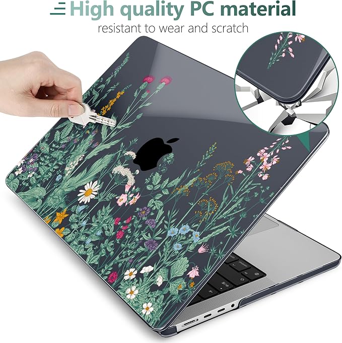 DONGKE Compatible with MacBook Pro 16 Inch Case (2026-2021 Release, M5 M4 M3 M2 M1 Pro/Max Chip), Plastic Hard Shell Cover with Keyboard Cover & Screen Protector for MacBook Pro 16", Garden Florals