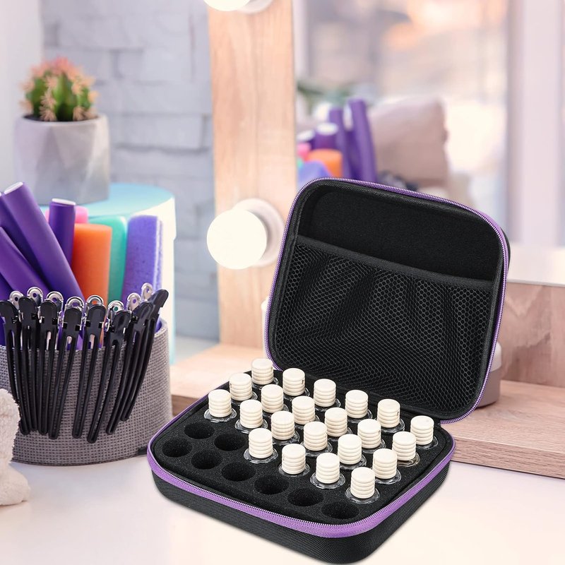 Essential Oils Storage Bag - 30 Bottle EVA Carrying Case with Foam Insert & Handle | Holds 5-15 ml