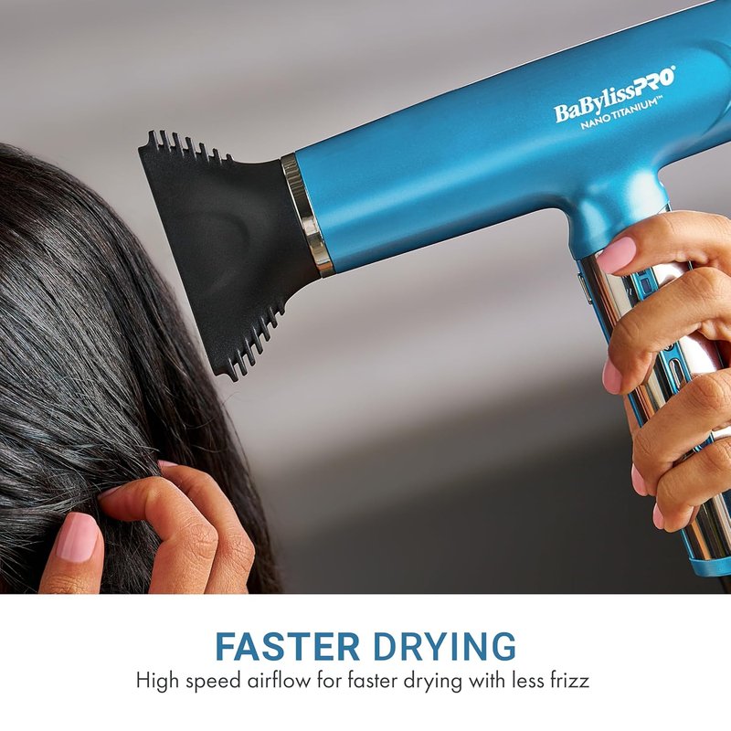 BaBylissPRO Nano Titanium Hair Dryer - Lightweight Dual-Voltage Ionic Design for Fast Drying