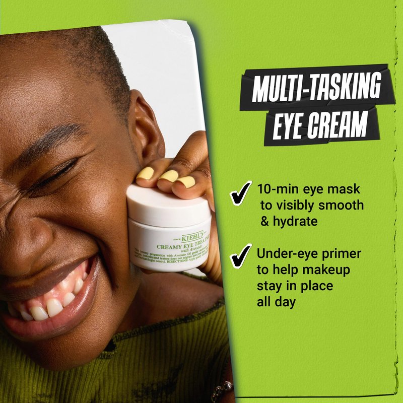 Kiehl's Avocado Eye Cream, Daily Under Eye Tightener & Brightener, Instantly Reduces Dark Circles and Puffiness, Anti-Aging Skincare with Caffeine for Undereye Bags and Dark Circles, Non-Toxic Formula