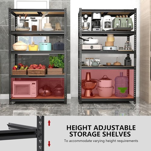 Heavy Duty Garage Shelving - 5-Tier Metal Storage Unit | Adjustable Rack Holds 2400LBS - 28''×12''×60''