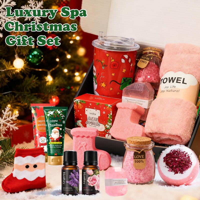Christmas Gift Sets for Women 2025- Christmas Gift Baskets, Early Christmas Gift Ideas, Relaxing Spa Gift Baskets with Tumbler and Hand Cream for Women, Sister, Mom, Wife, Friend, Christmas Gifts
