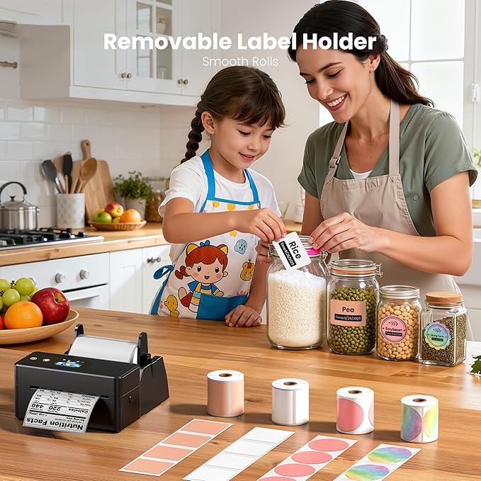 Thermal Printer with Touchscreen – Upgraded Bluetooth 4x6 Thermal Label Printer with Label Holder for Small Businesses, Compatible with Phone, PC, Tablet, Widely Used for Amazon, Shopify, Etsy, Tiktok