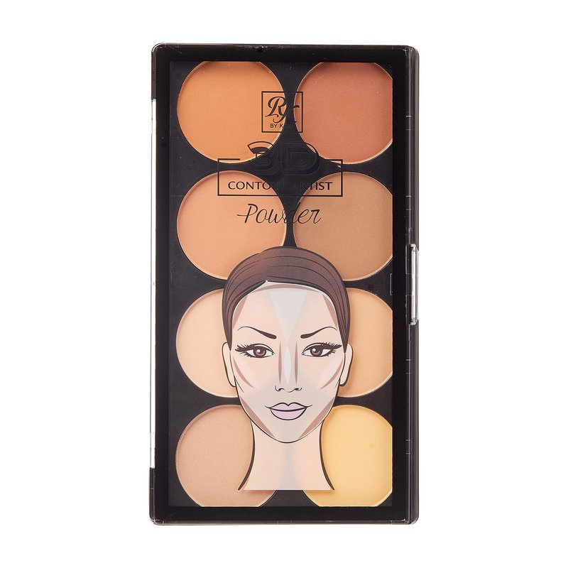 Ruby Kisses Flawless Finish with 3D Contour Powder Makeup Palette - Multiple Contouring Options, Easy Blending, Long-lasting formula, Sculpt &Highlighting, Professional finish (Light Medium)