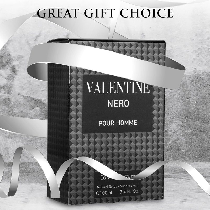 Valentine Nero for Men - Woody Aromatic Fragrance with Floral and Mineral Notes - Masculine Scent - 100ml