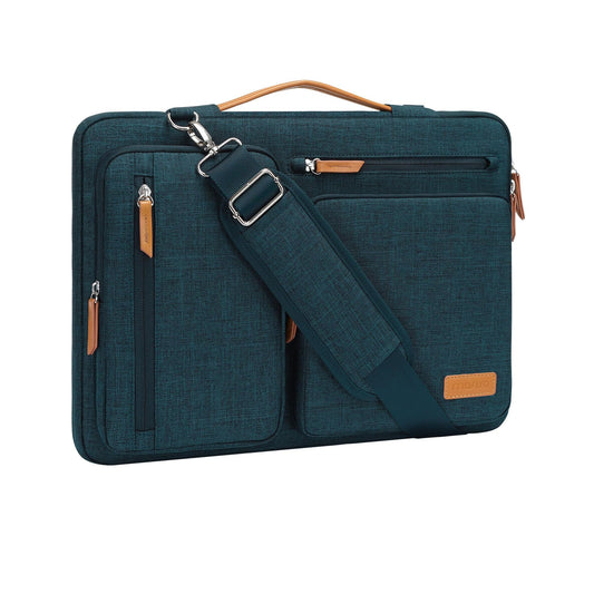 MOSISO 360 Protective Laptop Shoulder Bag,17-17.3 inch Computer Bag Compatible with MacBook, HP, Dell, Lenovo, Asus Notebook,Side Open Messenger Bag with 4 Zipper Pockets&Handle, Teal Green