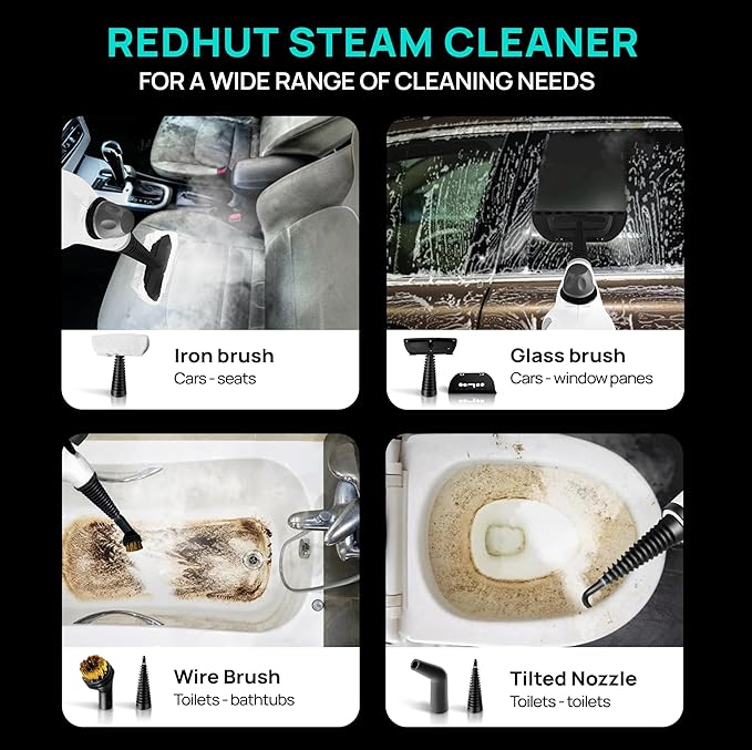 Steam Cleaner, Pressurized Multi-Surface Natural Handheld Steam Cleaner for home with 12pcs Accessories & Safety Lock â Steamer for Cleaning Home Use, Tile, Grout, Window