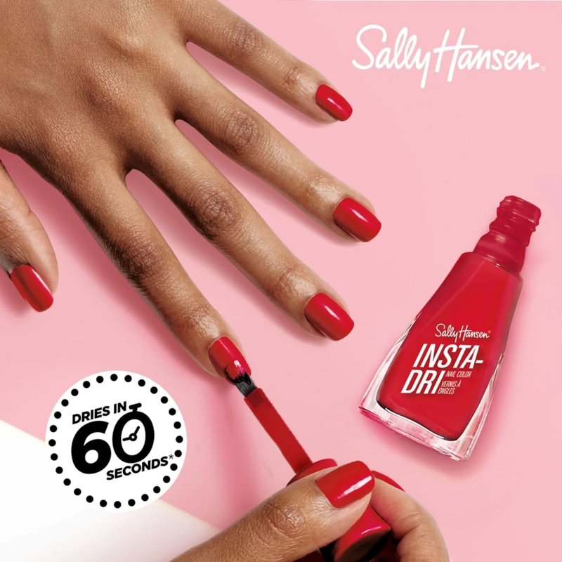 Sally Hansen Insta-Dri, White On Time, Quick Dry, Long Lasting, Semi Opaque, Shiny White Nail Polish
