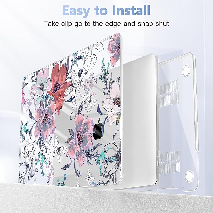 Lepeoac for MacBook Pro 16 inch Case 2019 2020 Release Model A2141, Plastic Hard Shell Cover with Keyboard Cover & Screen Protector for MacBook Pro 16 inch with Touch Bar & Touch ID, Floral C319