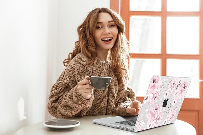 CISSOOK Compatible with MacBook Pro 14 inch 2026-2021 Release M5 M4 M3 M2 M1 Chip A3434 A3427 A3426 A3112 A3185 A3401, Hard Shell Case Keyboard Cover Screen Protector, Cute Pink Flower