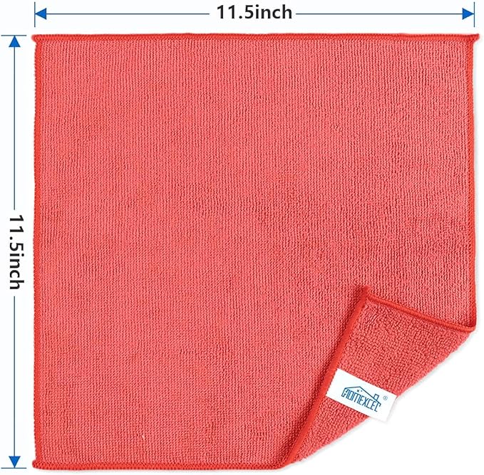 HOMEXCEL Microfiber Cleaning Cloth, Premium Microfiber Towels for Cars, Lint Free, Scratch-Free, Highly Absorbent, Reusable Cleaning Rags for Car, Household, Kitchen, Window(Red,100)