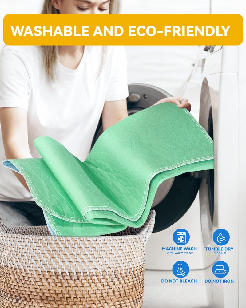 Washable Underpads Waterproof, 4 Pack 36" x36'' Heavy Absorbency Incontinence Bed Pads, Bed Wetting Pads for Adults, Elderly, Kids and Pets, Soft Reusable Changing Pads for Bed