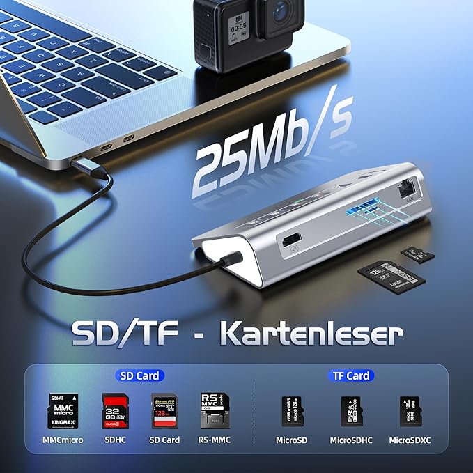 intpw 10-in-1 USB C Hub with Ethernet, 4K@60Hz HDMI, 10Gbps USB-C/USB-A, PD 100W, SD/TF, P9R PRO Docking Station for MacBook Pro/Air M1-M5, iPhone 17/16/15, iPad Pro, Windows