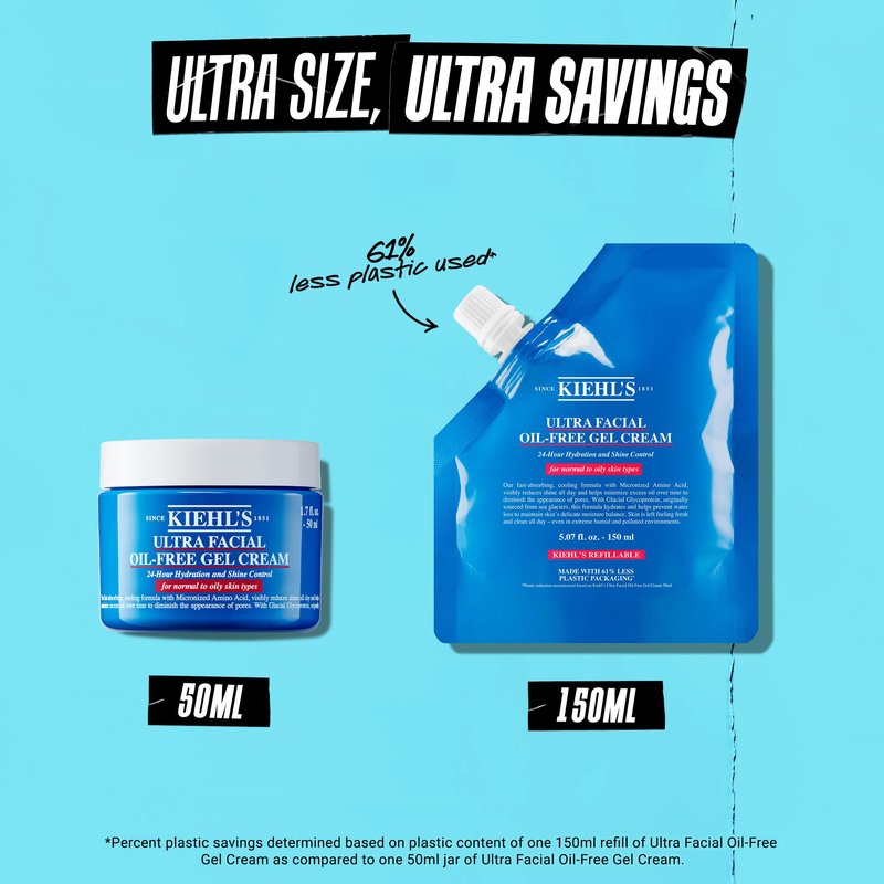 Kiehl's Ultra Facial Oil-Free Moisturizer, Shine-Reducing Gel Cream for Oily to Normal Skin, Hydrates Skin for 24 Hours, Visibly Minimizes Pores, Non-comedogenic, Fragrance-free - 0.95 fl oz