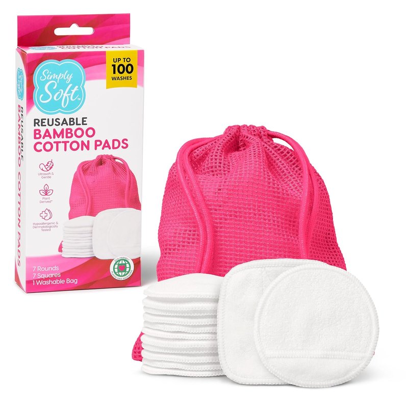 Reusable Cotton Rounds - Makeup Remover Pads for All Skin Types | 14 Count, Sustainable & Dermatologically Tested