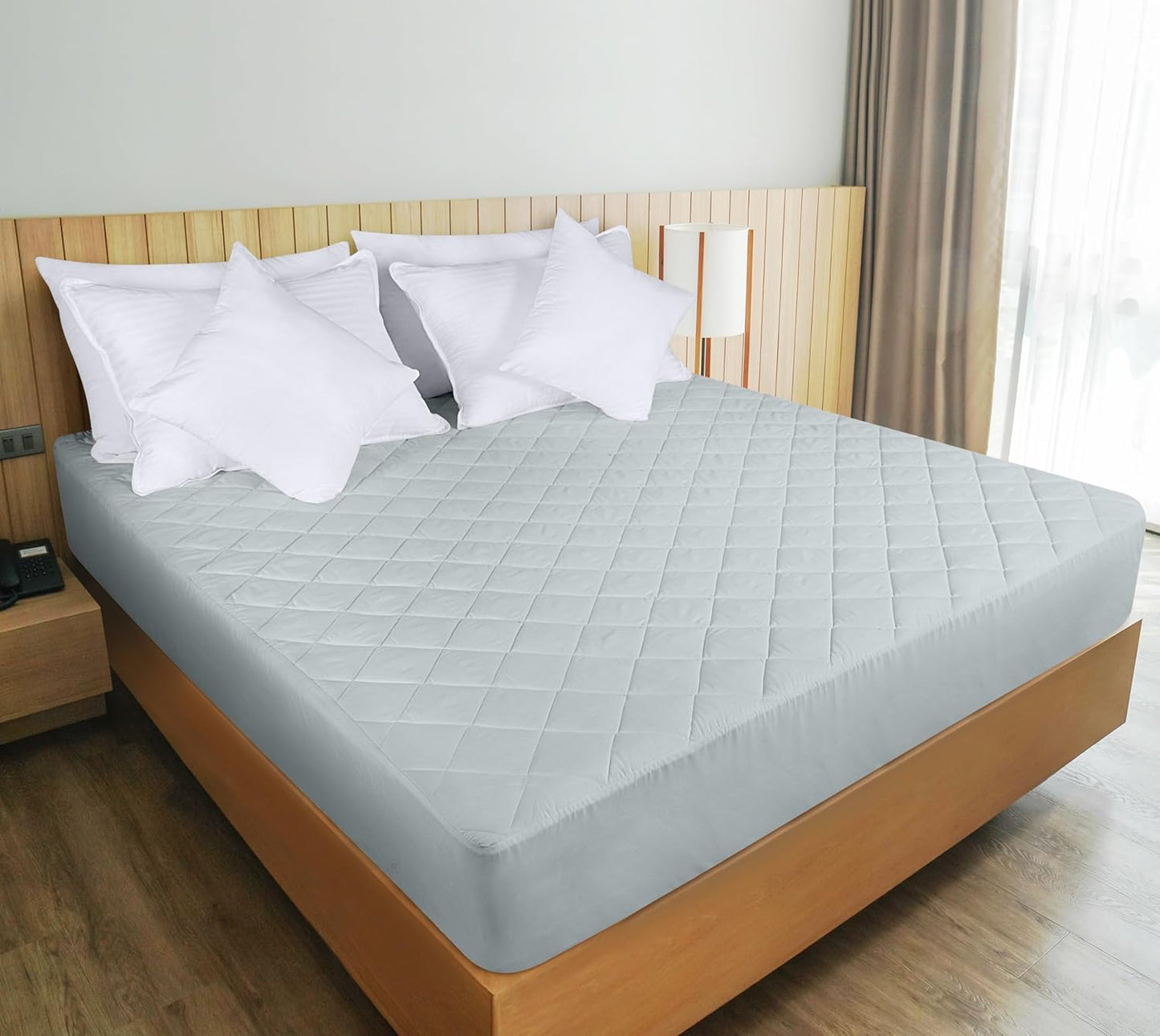 Utopia Bedding Quilted Fitted Mattress Pad - Twin Size, Deep Pocket Protector, Machine Washable | Light Grey