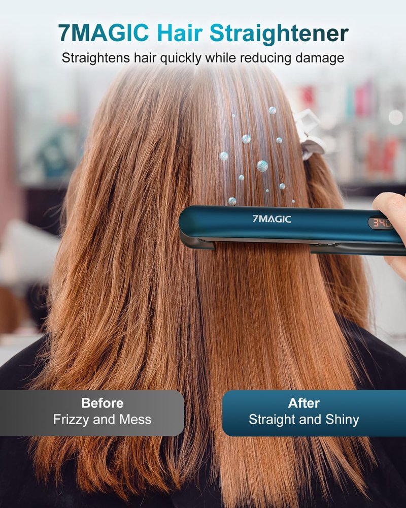 7MAGIC Hair Straightener - 1 Inch Titanium Ceramic Flat Iron | Professional 2-in-1 Styling Tool for Smooth, Shiny Hair