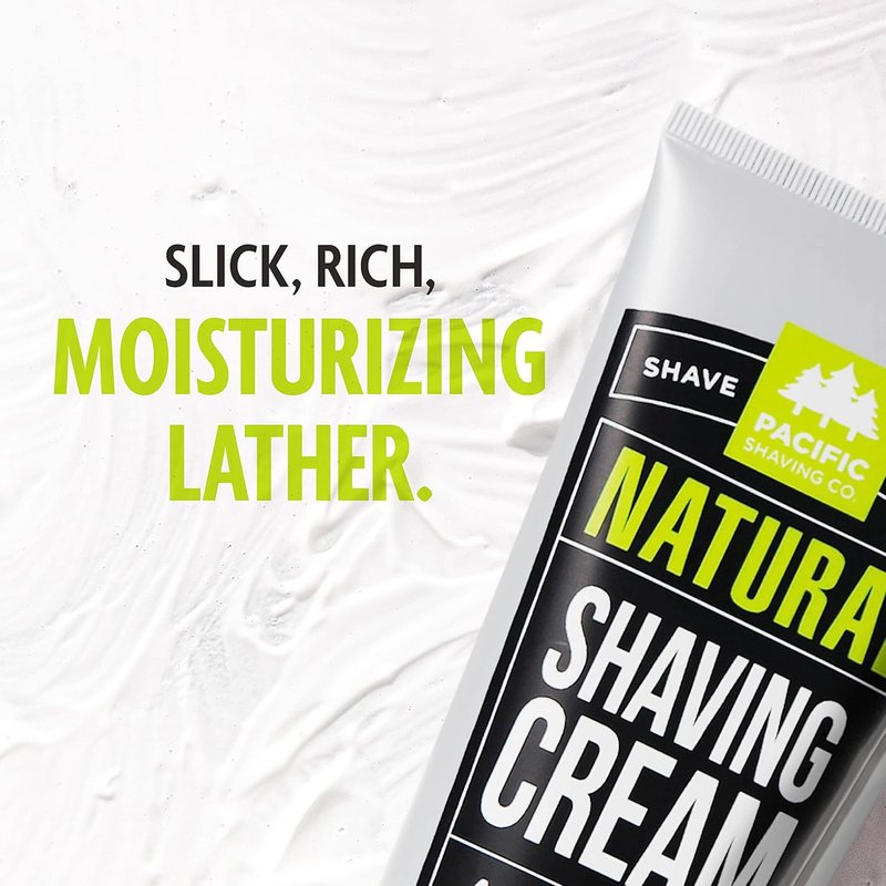 Pacific Shaving Company Natural Shaving Cream - Hydrating Shea Butter & Vitamin E Formula for Sensitive Skin | 7 Oz, 2 Pack