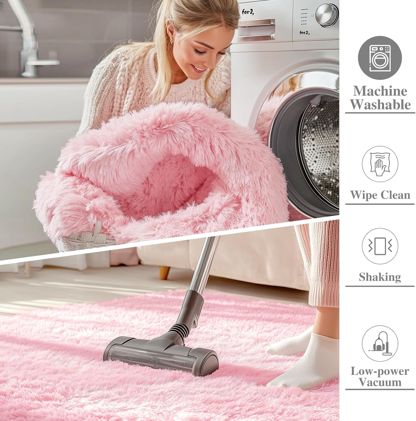 OLANLY Area Rug - Soft Fluffy Shaggy Carpet for Living Room & Bedroom | Machine Washable 4x5.9 ft, Pink