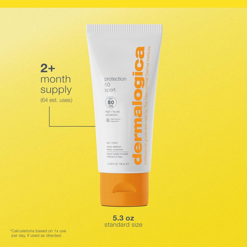 Dermalogica Protection 50 Sport Sunscreen SPF50 - Broad Spectrum Sunscreen Lotion for Face and Body, 5.3 Fl Oz