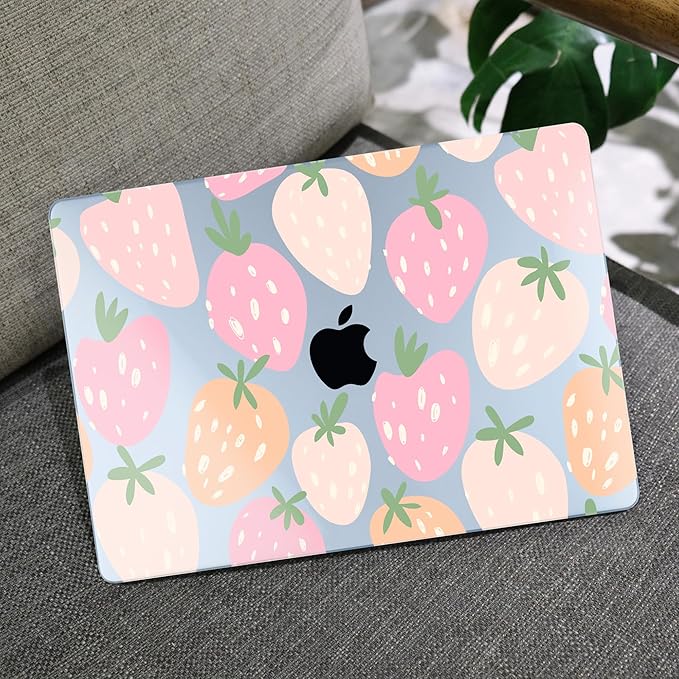 MEEgoodo Case for M5/M4/M3/M2 MacBook Air 13 inch 2026 2025 2024 2022, Fit Model A3449/A3240/A3113/A2681, Case Compatible with MacBook Air 13.6-inch, Cute Drawn Strawberries