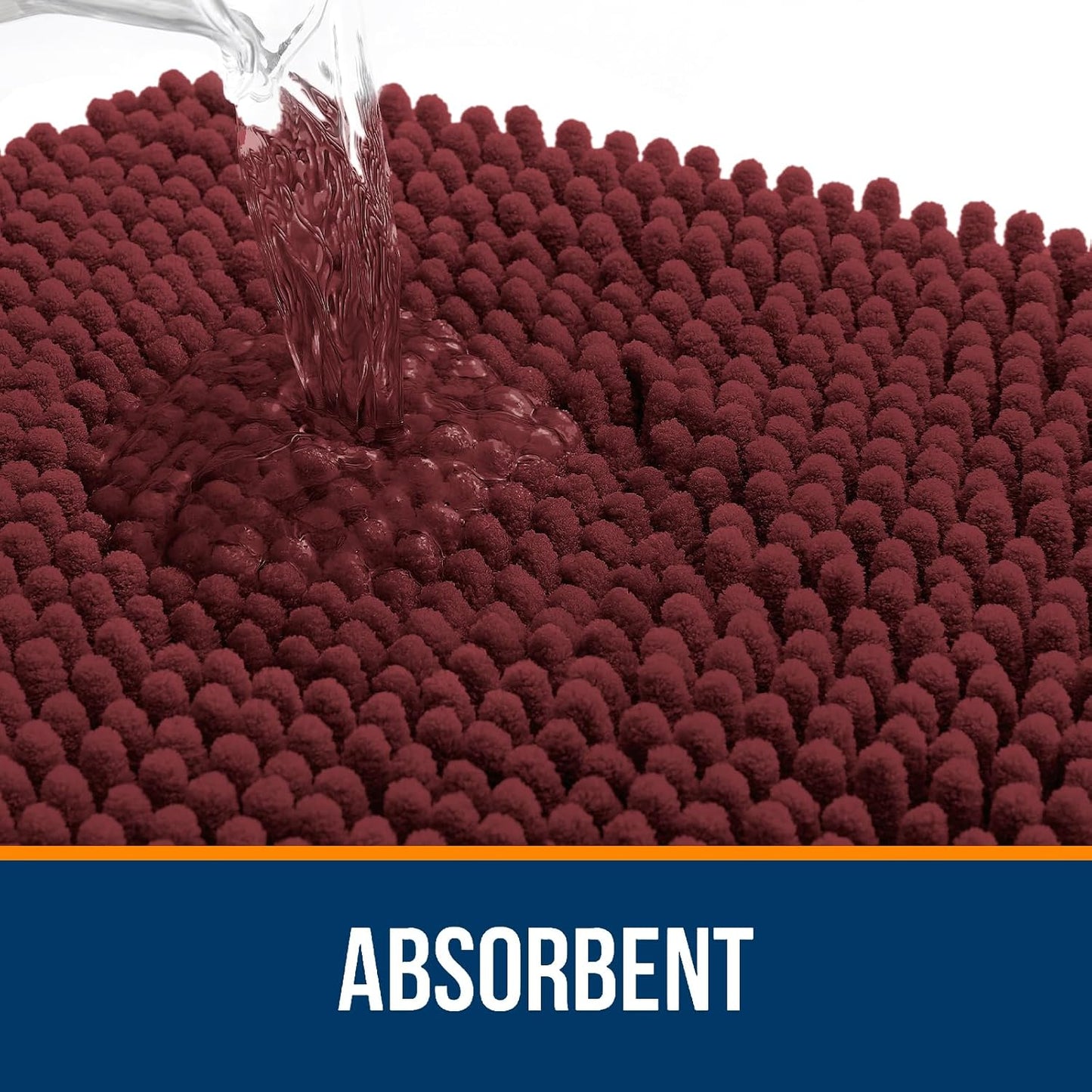 OLANLY Soft Absorbent Chenille Bath Rugs - Quick Dry, Machine Washable 24x16 | Andorra Red-Brown