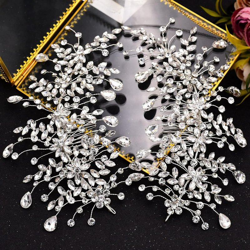 Bridal Tiara - Silver Rhinestone Hair Accessory for Weddings | Elegant Hair Comb for Bridesmaids