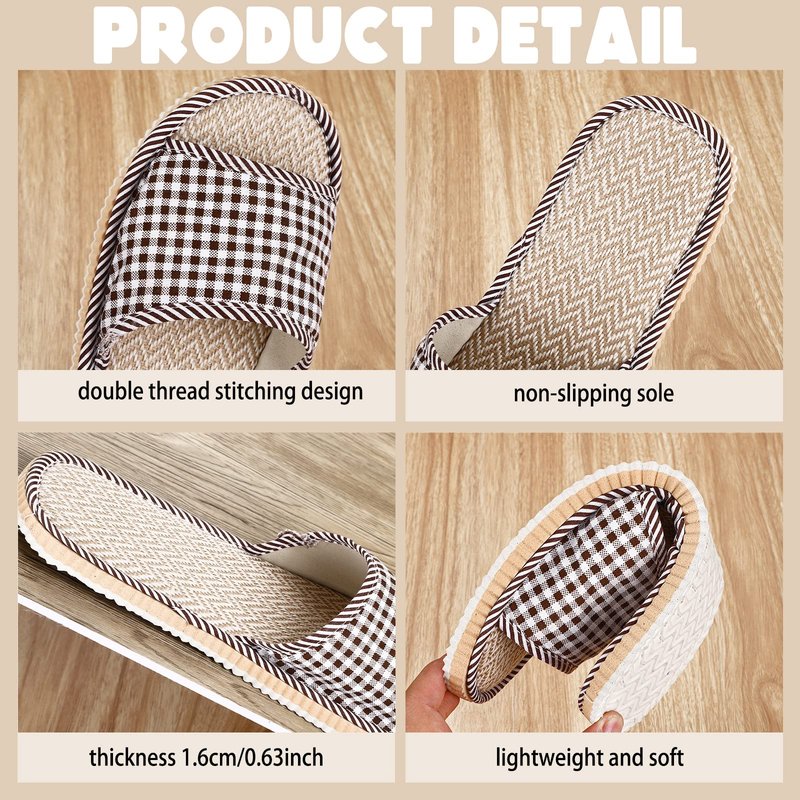 Ramede 15 Pairs Washable House Slippers for Guests Disposable Breathable Open Toe Indoor Spa Slipper for Guests Home Bedroom Hotel Travel Unisex, 6 Large Size and 9 Medium Size