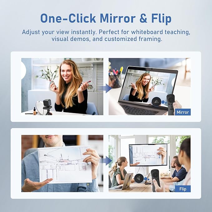 4K Webcam for PC, with 2 Microphone, 85° FOV Computer Cameras with Mirror & Flip Funtion, Remote, Precise Focus, Privacy Cover, Tripod, Webcam for PC, Great for for Computer/Zoom/Skype/Teams/Windows