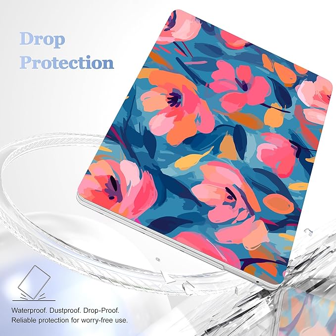 Lepeoac Case for MacBook Pro 13 inch Case M2 2022-2016 A2338 M1 A2251 A2289 A2159 A1989 A1708 A1706, Plastic Hard Shell + Keyboard Cover + Dust Plug, Flowers Print
