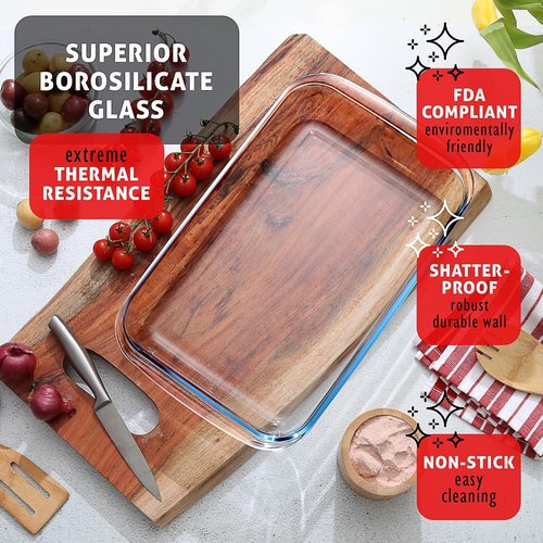 EATEX Glass Food Storage Containers Set - 7-Pack Baking Dishes with Lids | Oven, Microwave & Freezer Safe