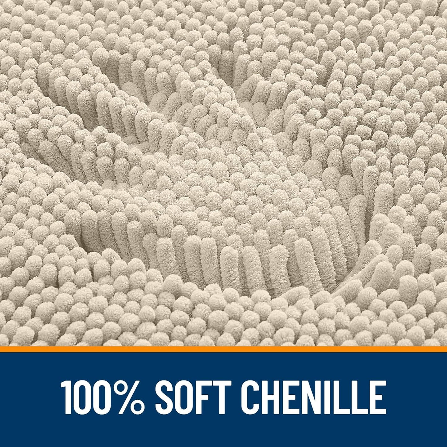 OLANLY Bathroom Runner Rugs - Extra Soft Chenille Bath Mats | 47x20, Quick Dry, Machine Washable, Sand