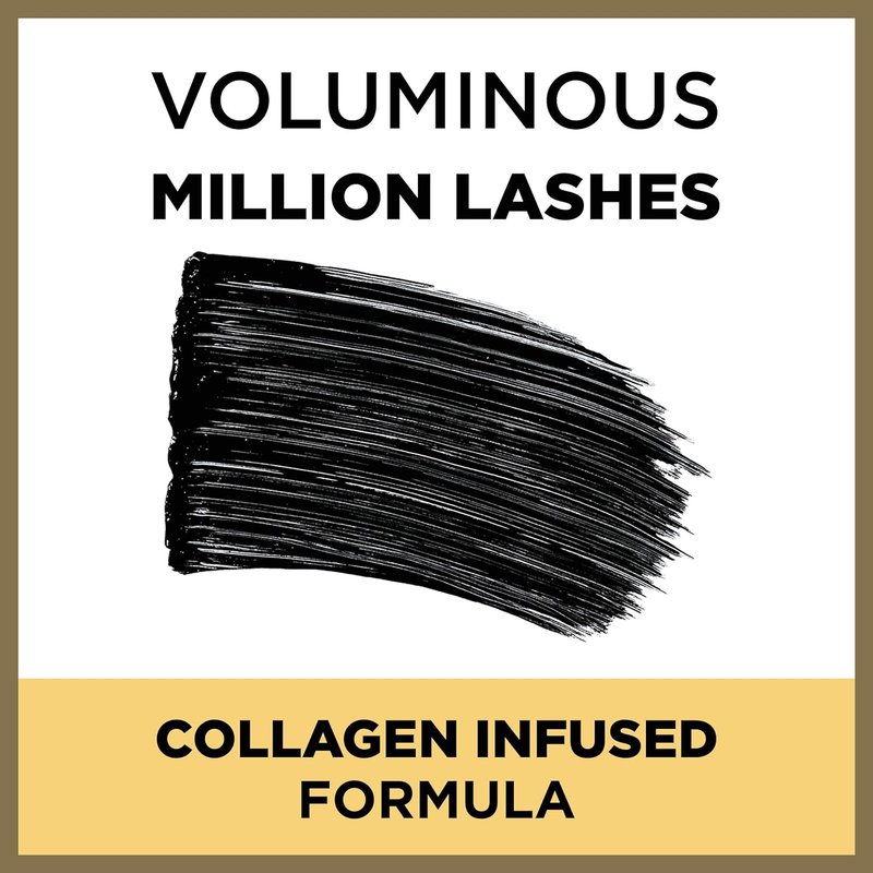 L’Oreal Paris Voluminous Million Lashes Mascara - Collagen Infused, Amplifying Brush, Blackest Black | 0.3 Fl Oz, 2 Count