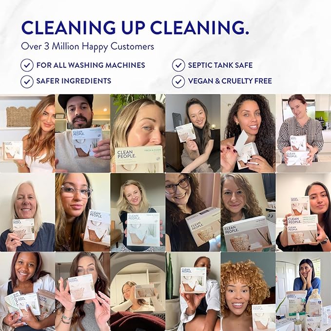 Clean People Laundry Detergent Sheets- Recyclable Packaging, Hypoallergenic, Stain Fighting, Works with All Machines including HE (384 Count, Sweet Petals)